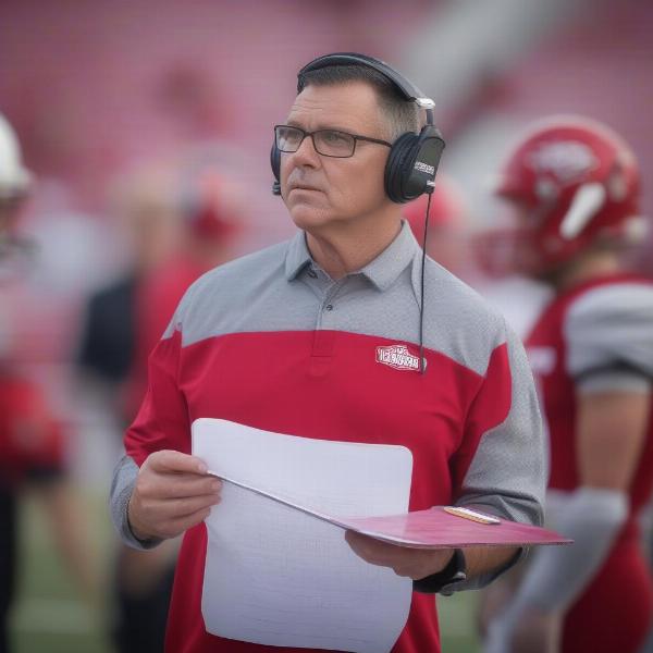new mexico football coach strategizing on the sidelines