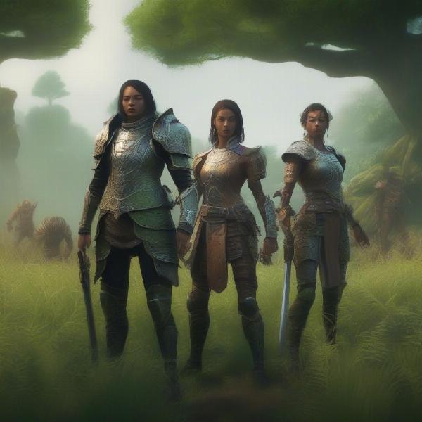 New World Aeternum Xbox characters standing ready for battle