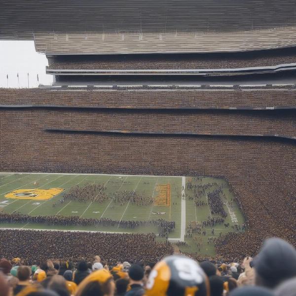 New Years Day football celebration with fans and vibrant colors