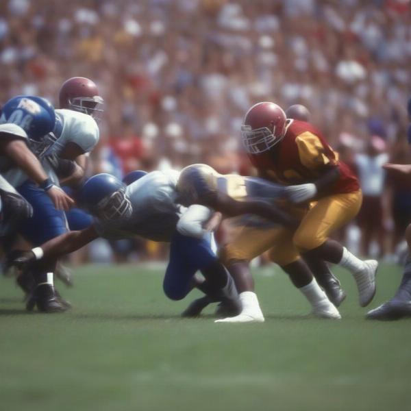 player tackling football