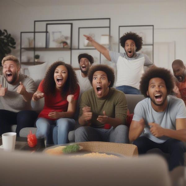 fans are watching a football game together