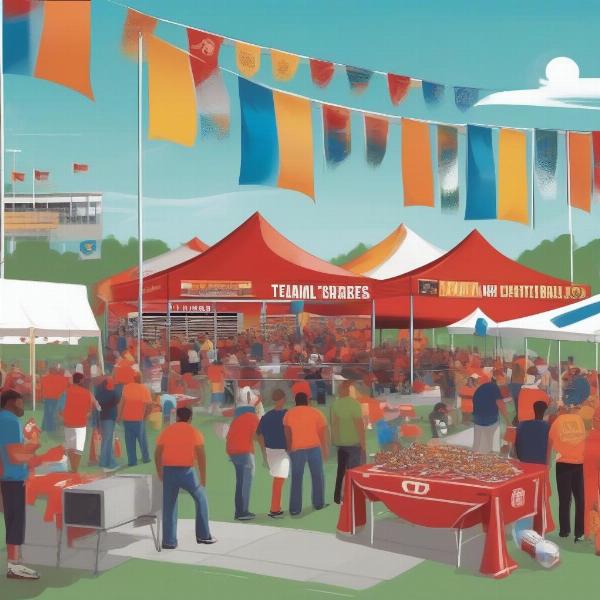 Fans tailgating at stadium
