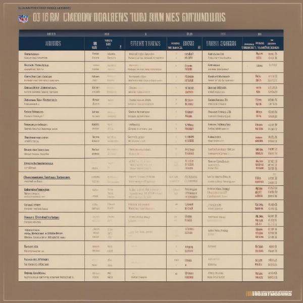 NFL team standings with the impact of Monday Night Football highlighted