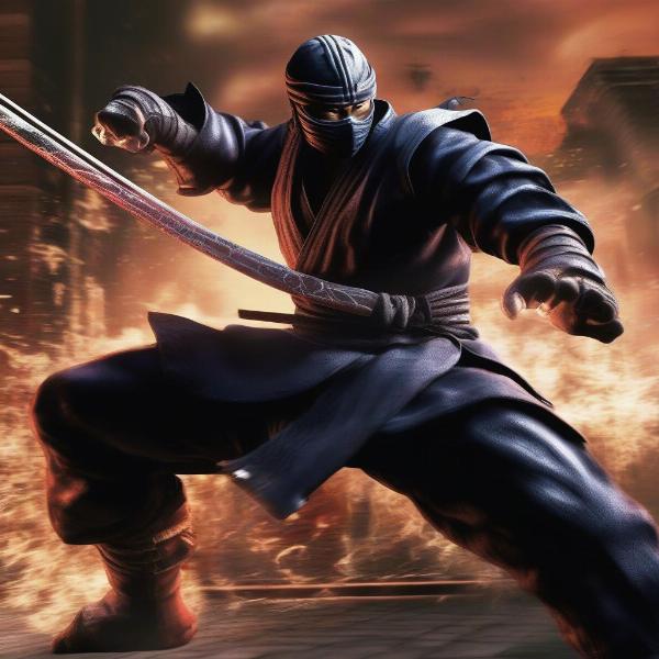 Ryu Hayabusa battles demons in a Ninja Gaiden game on the Xbox 360