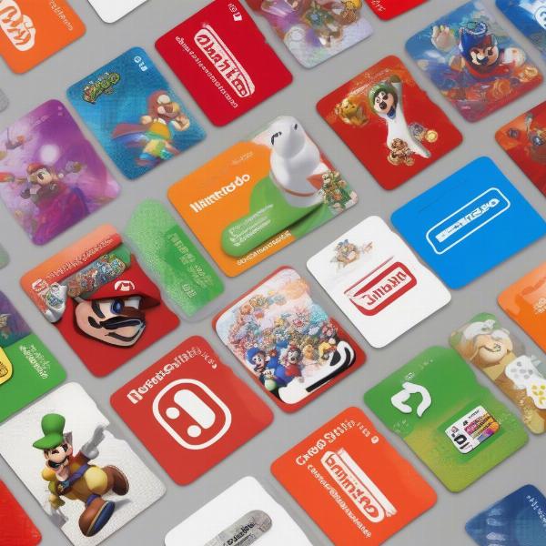 nintendo eshop gift cards displayed