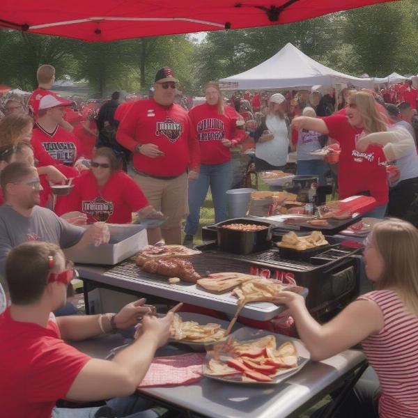 Tailgating scene before a Northern Illinois football game