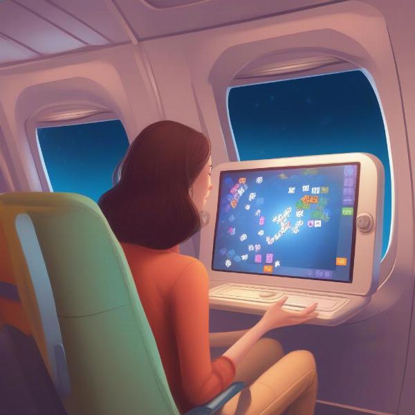 woman-playing-game-smartphone-airplane