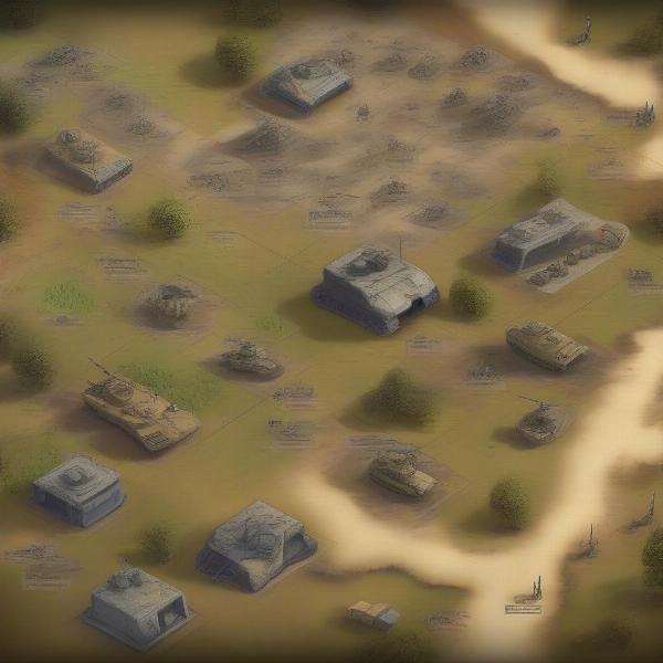 Detailed battle map of an old PC war game