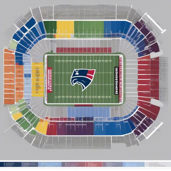 Detailed map showing seating arrangements at Vaught-Hemingway Stadium for Ole Miss football game tickets