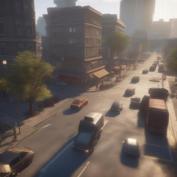 open world car game with city view