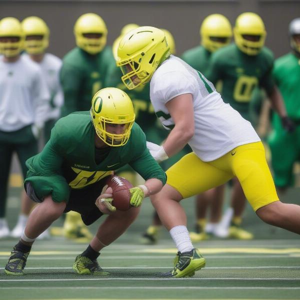 Oregon Ducks Football Players During Spring Scrimmage