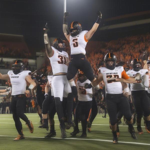 Oregon State Football Team Celebration 