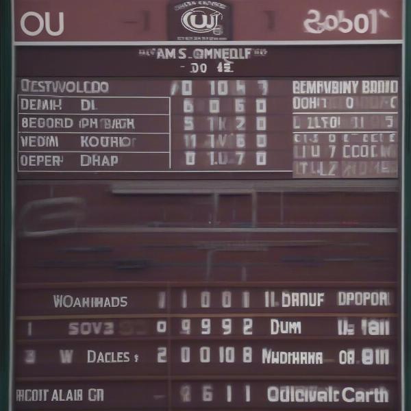 OU Football Scoreboard Showing Time