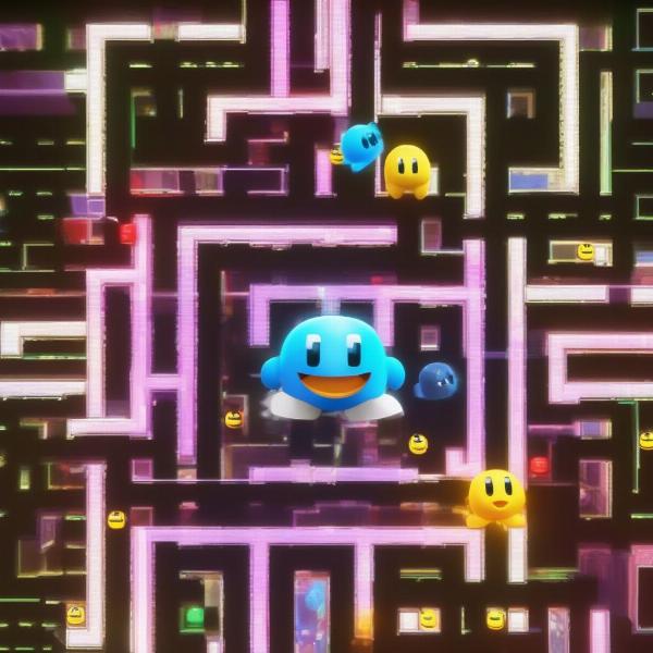 Pac-Man 256 endless runner on Xbox featuring glitch-themed maze