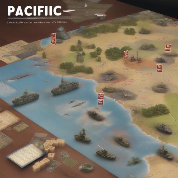 A zoomed-out view of the Pacific War board game map 