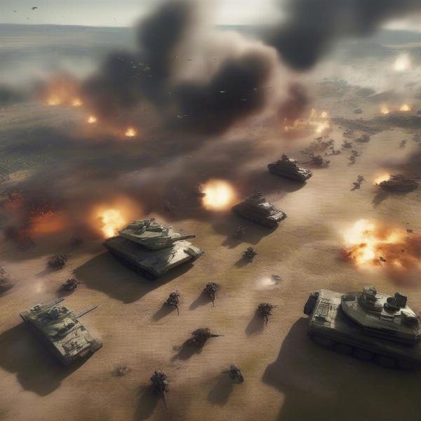 a vast battlefield of modern war in a pc war game