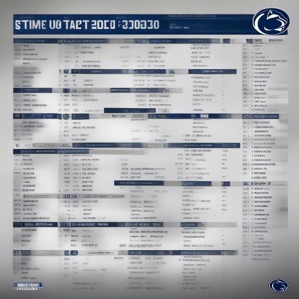 Penn State's football schedule, displaying dates and opponents, focusing on upcoming games
