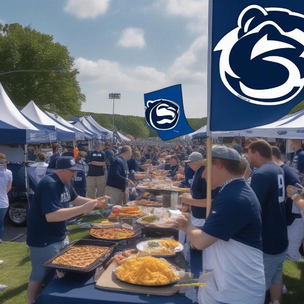 Penn State football tailgate scene with fans