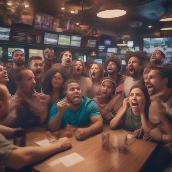 Group of People Watching Intense Sports Game