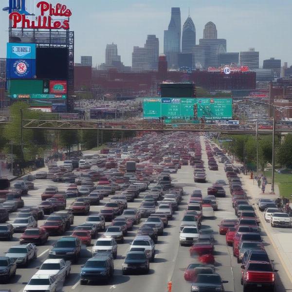 traffic jam near citizens bank park on game day