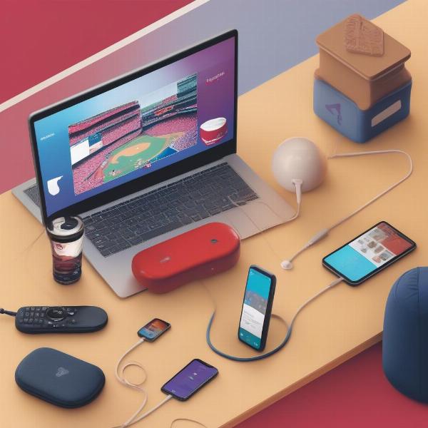 Various devices used to stream Phillies games