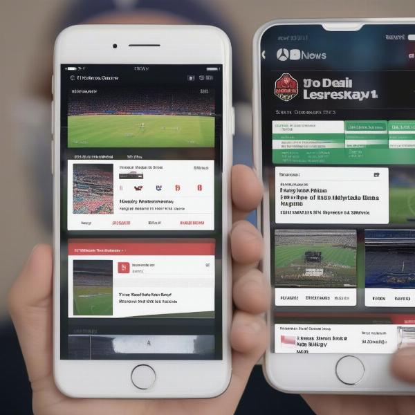 Phone Displaying a Sports News App