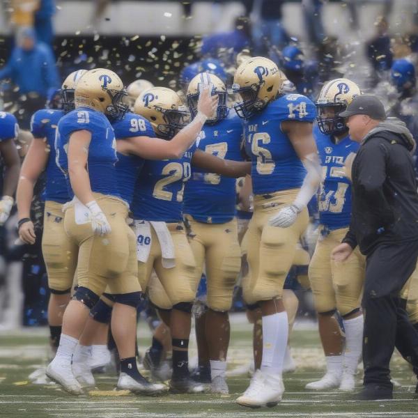 Pitt Panthers celebrating a bowl game victory