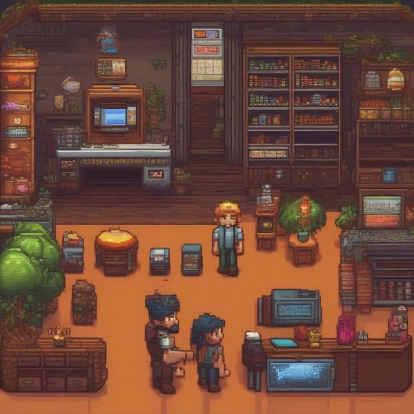 pixel art clicker game scene