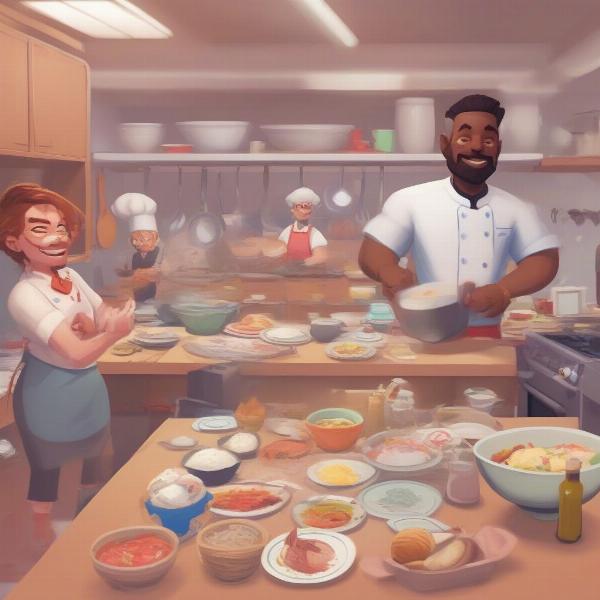 Plate Up Xbox Game Pass gameplay showing chaotic kitchen management with multiple dishes