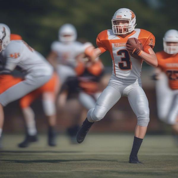 A Platte County football player in action