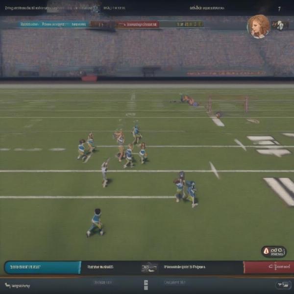 player actively controlling game with cheerleaders and football players