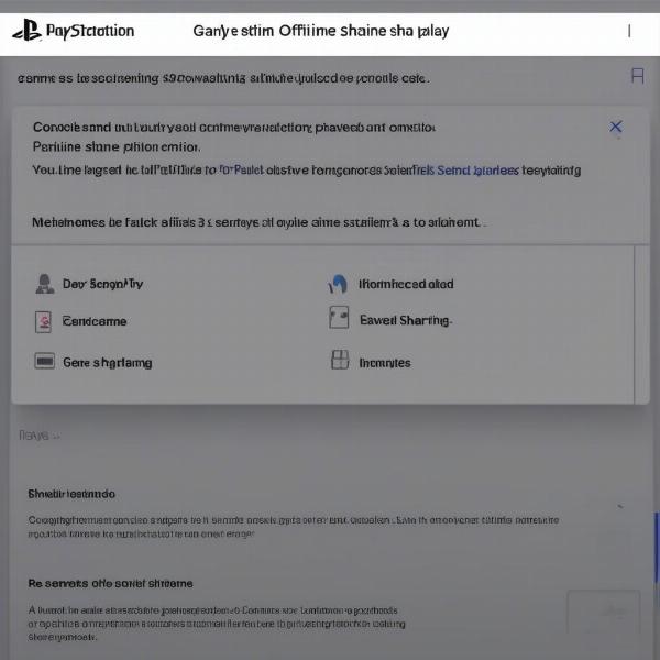 Playstation plus game sharing feature showing settings