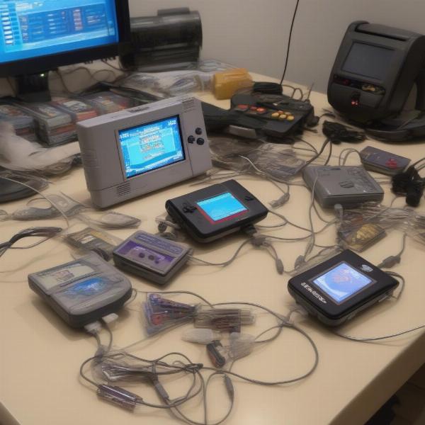 gba pokemon trading setup with multiple consoles