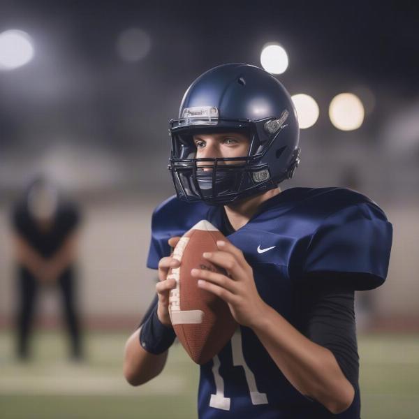 A Port Neches quarterback in action during a game