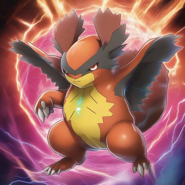 powerful pokemon card attack illustration