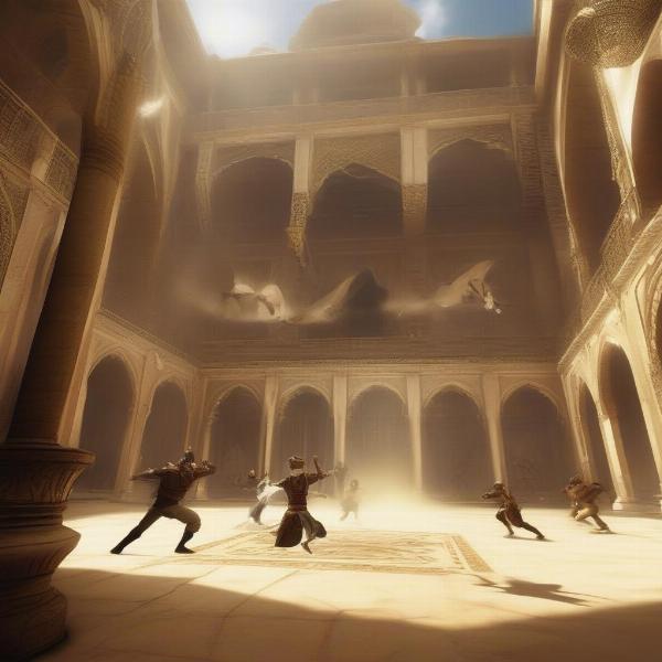 prince fighting guards