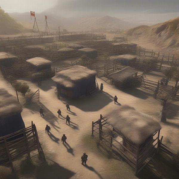 Video game screenshot of prisoner of war guards