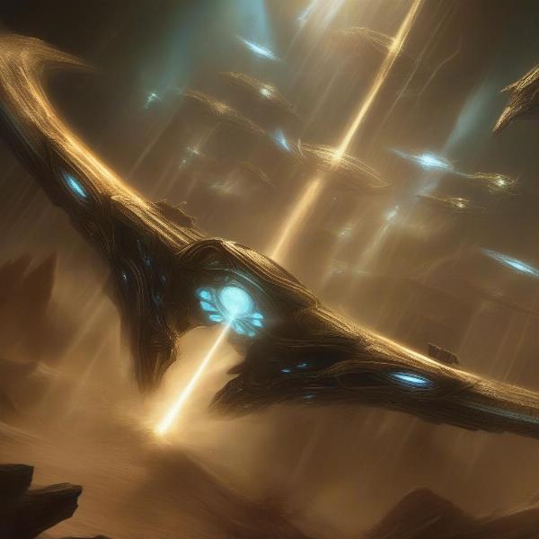 Protoss warp gate activation shows strategic unit deployment