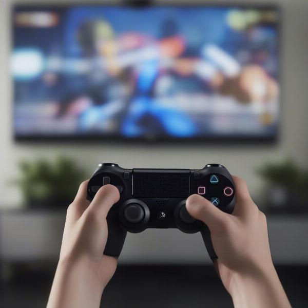 ps4 controller in hand playing game