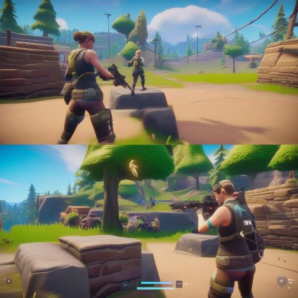 ps4 xbox crossplay game showing fortnite characters on both screens