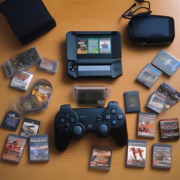 psp racing games collection console display