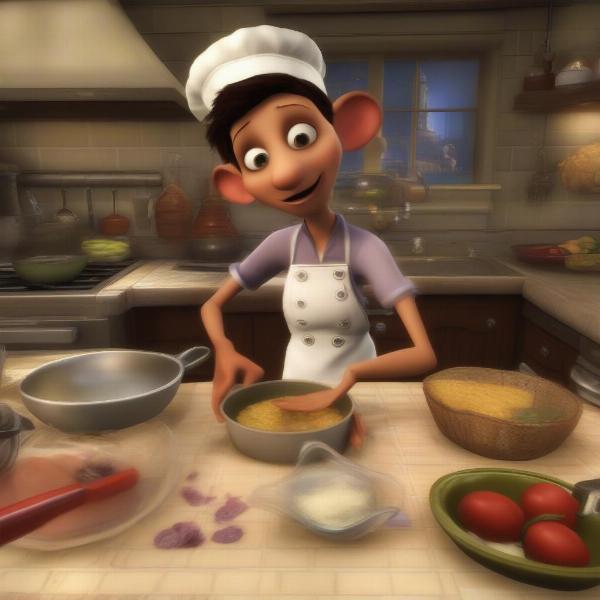 Ratatouille Xbox 360 cooking mini game with Remy in the kitchen 