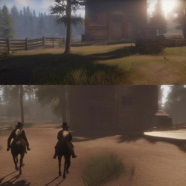 A side-by-side comparison of Red Dead Redemption and Red Dead Redemption 2 gameplay on Xbox One