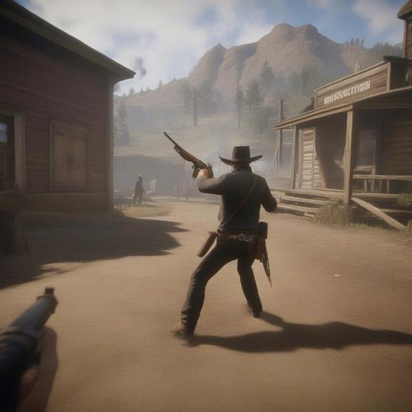 Red Dead Redemption 2 gunfight with western style