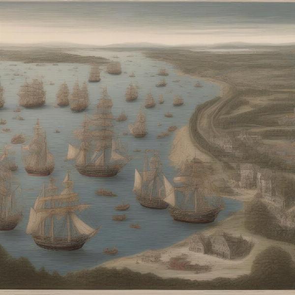 a vast fleet of redwyne ships sailing along the arbor coastline