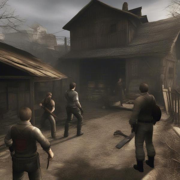 resident evil 4 gameplay in a village