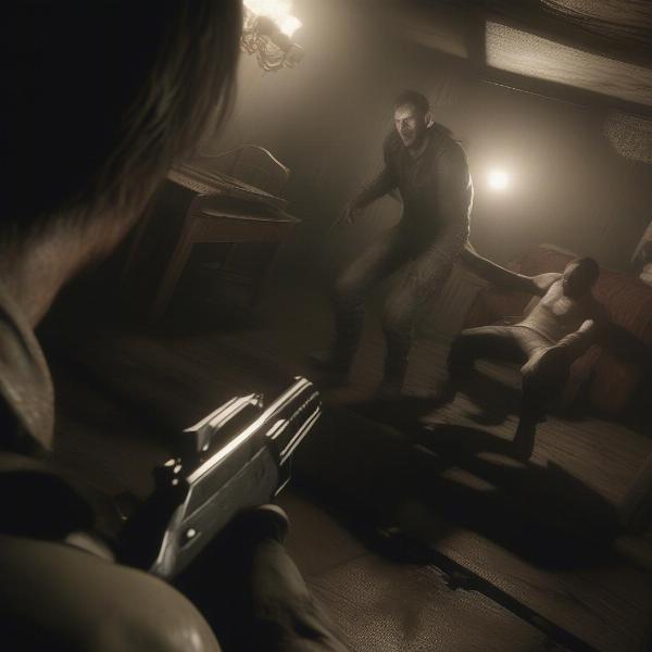 Resident Evil 7 Combat in First-Person perspective on Xbox One