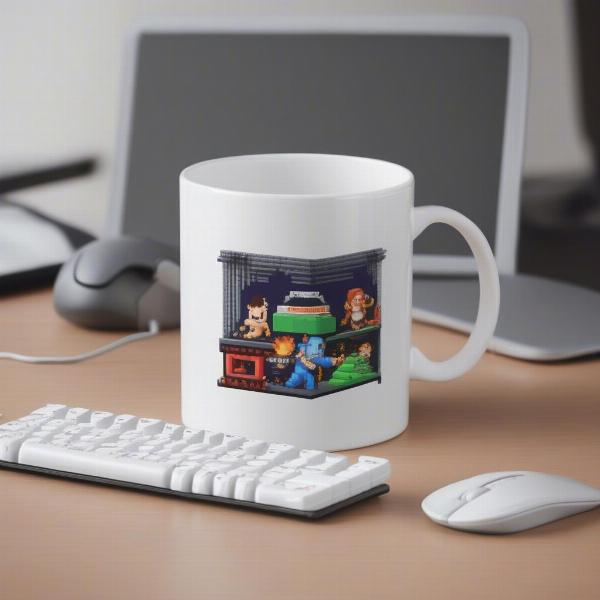 Classic pixel art video game mug
