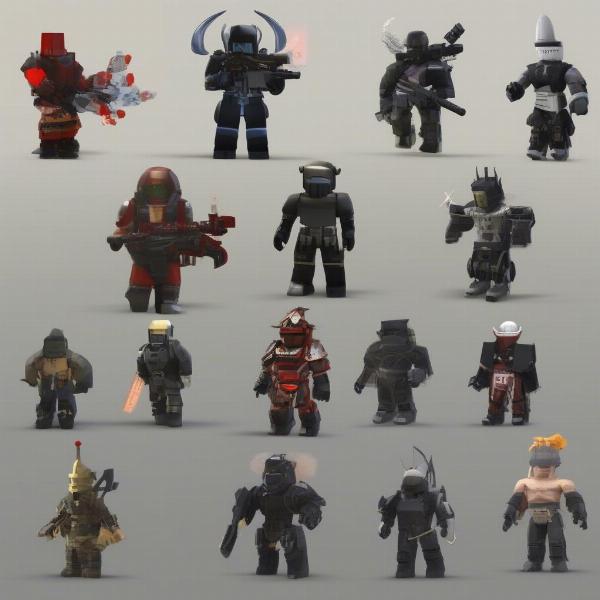 Different types of Roblox war tycoon game units with attack and defense stats