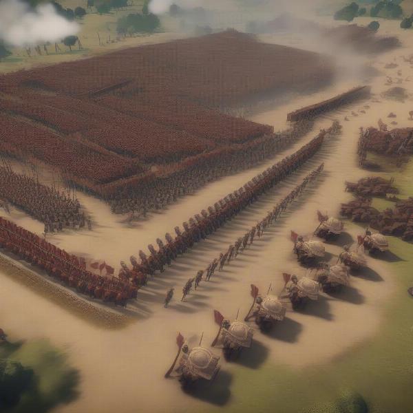 roman legion in formation in an RTS game